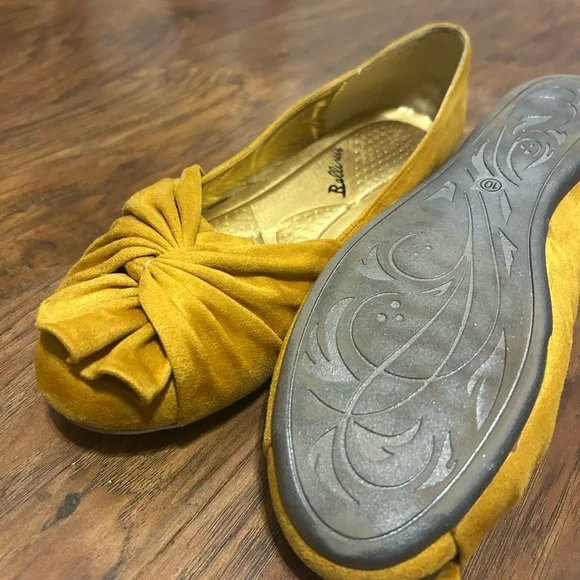 Mustard Yellow Microsuede Ballet Flats Like New - Picture 9 of 10